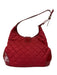 Burberry Red Leather & Nylon Top Handle Quilted Gold Hardware Hobo Bag Red / Medium