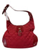 Burberry Red Leather & Nylon Top Handle Quilted Gold Hardware Hobo Bag Red / Medium