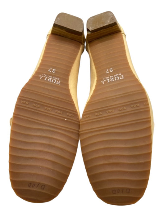 Furla Shoe Size 37 Yellow Beige Leather Upper Square Toe Logo Block Heel Loafers Yellow Beige / 37