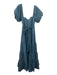 BHLDN Size 10 Blue Polyester Blend organza overlay Flowers Sash Puff Sleeve Gown Blue / 10