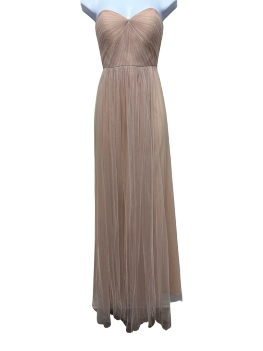 Jenny Yoo Collection Size 2 Peach Beige Polyester Tulle Overlay bustier Gown Peach Beige / 2
