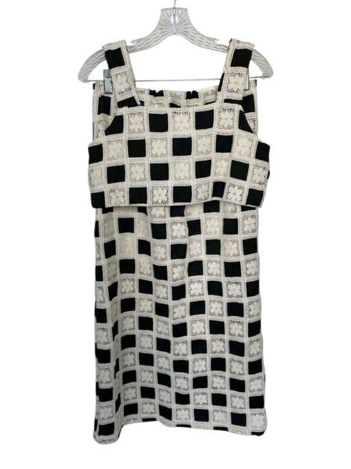 Aureum Size XS/S Black & Cream Cotton Blend Macrame Cropped Maxi Skirt Set Black & Cream / XS/S