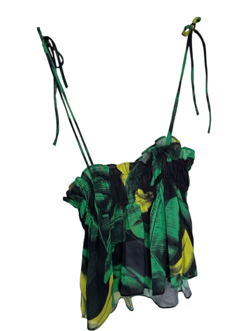 Ganni Size 34/XS Green & Yellow Organic Cotton Spaghetti Strap Bananas Top Green & Yellow / 34/XS