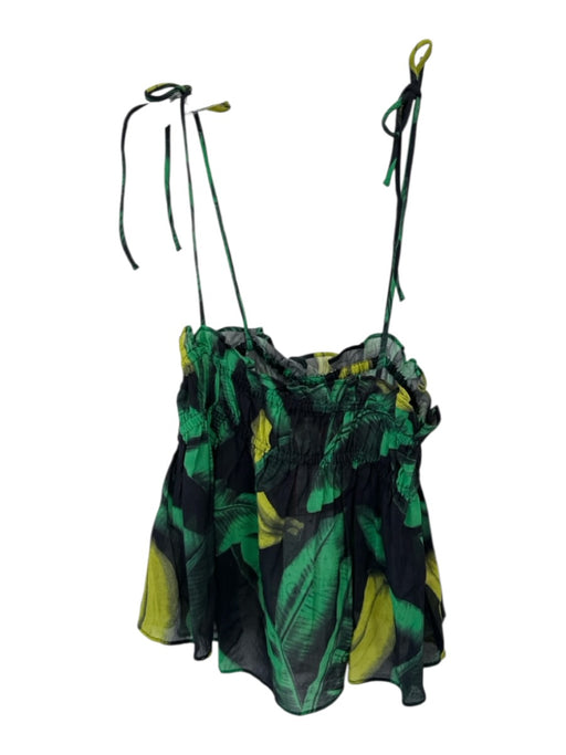 Ganni Size 34/XS Green & Yellow Organic Cotton Spaghetti Strap Bananas Top Green & Yellow / 34/XS