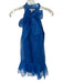 Chelsea 28 Size XXS Electric Blue Nylon Blend Ruffle Edge V Neck Halter Dress Electric Blue / XXS