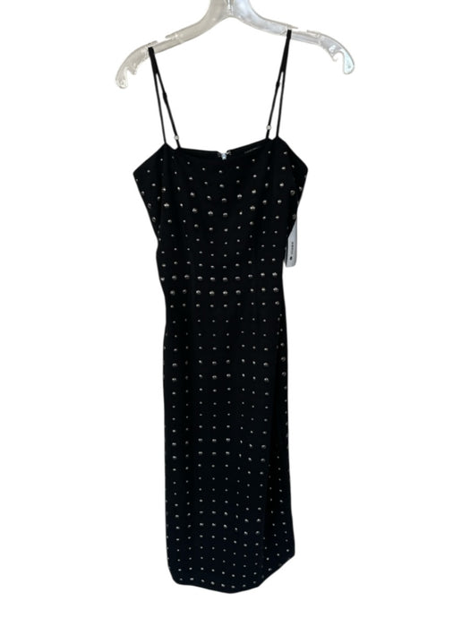 Aqua Size XS Black Polyester Silver Studs Spaghetti Strap Midi Back Slit Dress Black / XS