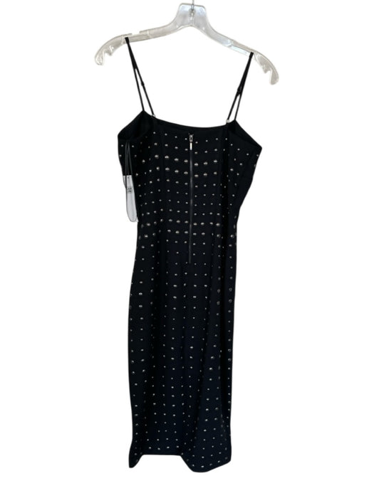 Aqua Size XS Black Polyester Silver Studs Spaghetti Strap Midi Back Slit Dress Black / XS