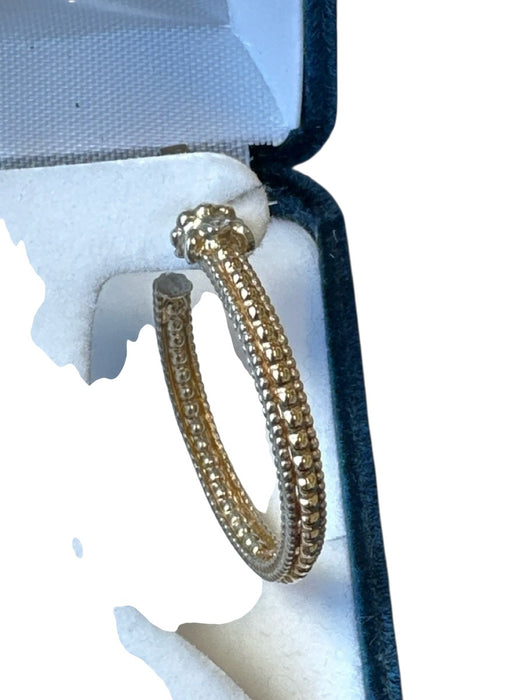 Vahan Silver & Gold 14k Gold Post Back Hoops Sterling Silver Two Tone Earrings Silver & Gold