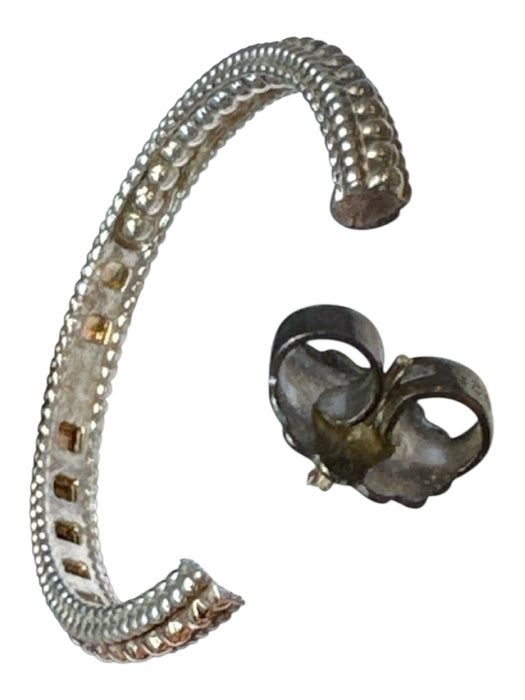 Vahan Silver & Gold 14k Gold Post Back Hoops Sterling Silver Two Tone Earrings Silver & Gold