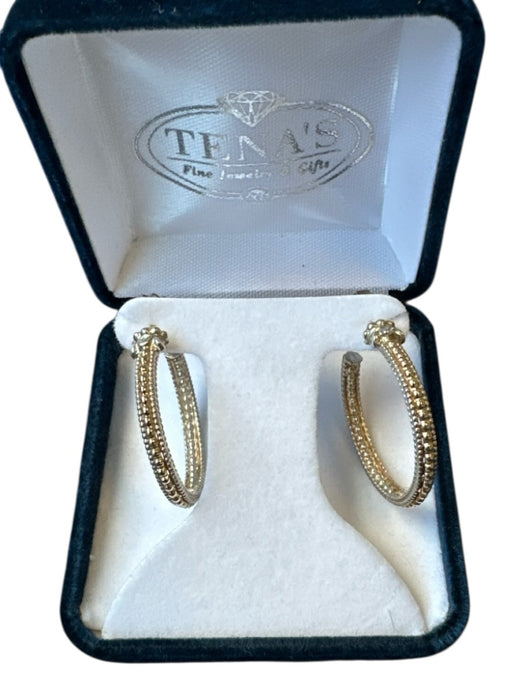 Vahan Silver & Gold 14k Gold Post Back Hoops Sterling Silver Two Tone Earrings Silver & Gold