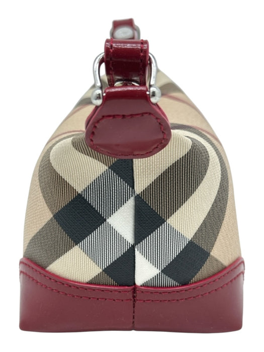 Burberry Beige & Red Print Coated Canvas Novacheck Top Handle Bag Beige & Red Print / XS