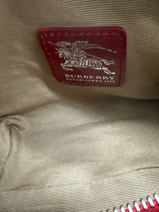 Burberry Beige & Red Print Coated Canvas Novacheck Top Handle Bag Beige & Red Print / XS