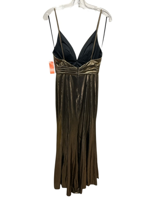 Ieena for Mac Duggal Size 6 Gold & Black Polyester Spaghetti Strap Metallic Gown Gold & Black / 6