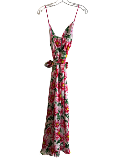 Alice & Olivia Size 6 Pink & Green Viscose & Silk Floral Spaghetti Strap Dress Pink & Green / 6