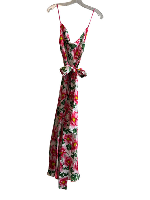 Alice & Olivia Size 6 Pink & Green Viscose & Silk Floral Spaghetti Strap Dress Pink & Green / 6