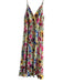 Alice & Olivia Size 10 Pink Green & Multi Viscose & Silk V Neck & Back Dress Pink Green & Multi / 10