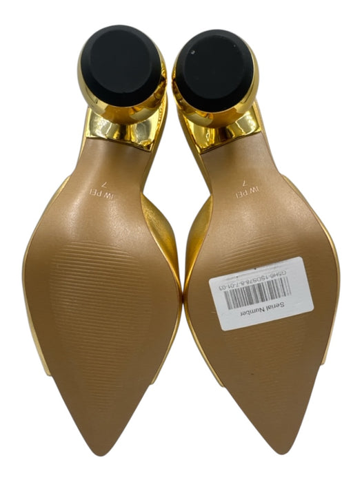 JW PEI Shoe Size 7 Gold Synthetic Upper Metallic Pointed Toe Peep Toe Mules Gold / 7