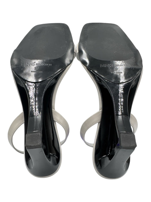 Mango Shoe Size 37 Light Gray Leather Upper Sculptural Heels Slingback Sandals Light Gray / 37