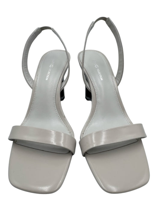 Mango Shoe Size 37 Light Gray Leather Upper Sculptural Heels Slingback Sandals Light Gray / 37