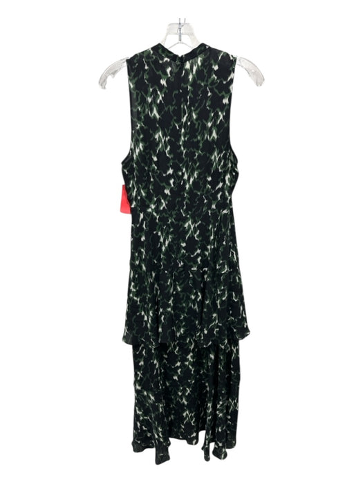 A.L.C. Size 8 green, black, cream Silk Semi Sheer Geometric Ikat Tiered Dress green, black, cream / 8