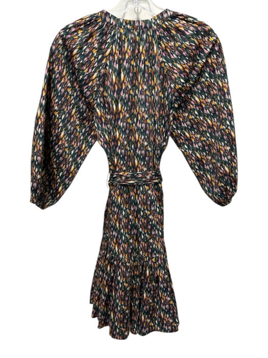 Shoshanna Size 4 Midnight Blue & Multi Cotton Blend Abstract Print Belted Dress Midnight Blue & Multi / 4