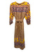 XiRENA Size M Yellow, Purple & Brown Cotton & Silk Floral Paisley Shift Dress Yellow, Purple & Brown / M