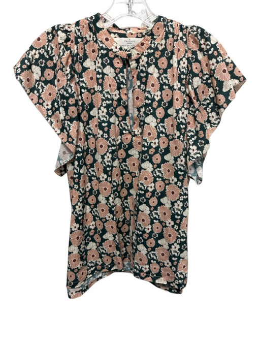 Trovata Birds of Paradis Size S Navy blue, pink & white Cotton & Viscose Top Navy blue, pink & white / S