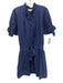 Stark X Size M Navy Blue Cotton Button Down Ruffle Neckline Dress Navy Blue / M