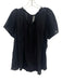 Raquel Allegra Size 2 Black Cotton Semi Sheer Button Raw Edge Ear Cuff Top Black / 2