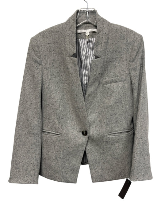 Veronica Beard Size 8 Light Gray Wool Blend Long Sleeve One Button Blazer Jacket Light Gray / 8