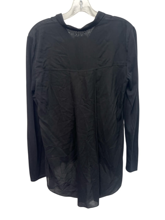 Helmut Lang Size Medium Black Viscose Long Sleeve Sheer Button Front Top Black / Medium