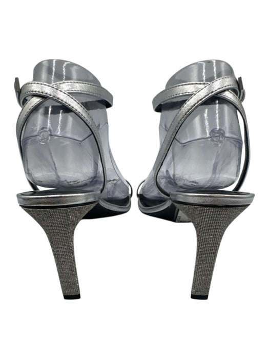 Tory Burch Shoe Size 9 Silver Leather Rhinestone Open Toe Strappy Sandals Silver / 9