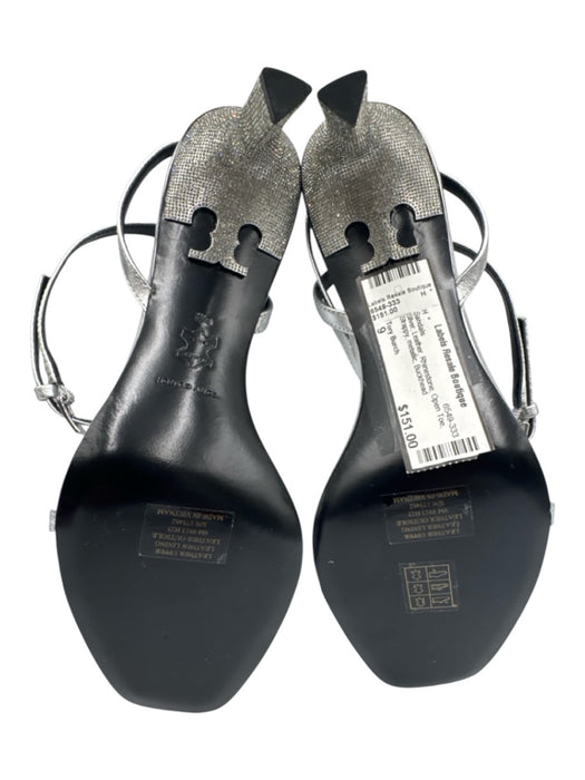 Tory Burch Shoe Size 9 Silver Leather Rhinestone Open Toe Strappy Sandals Silver / 9