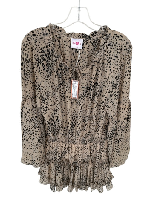 Buddy Love Size M Brown & Black Polyester Animal neck tie Ruffle Mini Dress Brown & Black / M