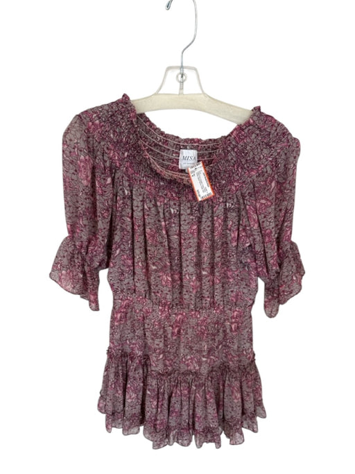 Misa Size M Purple & Gray Polyester Floral Off the Shoulder Ruffle Dress Purple & Gray / M