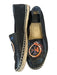 Tory Burch Shoe Size 8.5 Black Leather Embroidered Espadrille Flats Black / 8.5