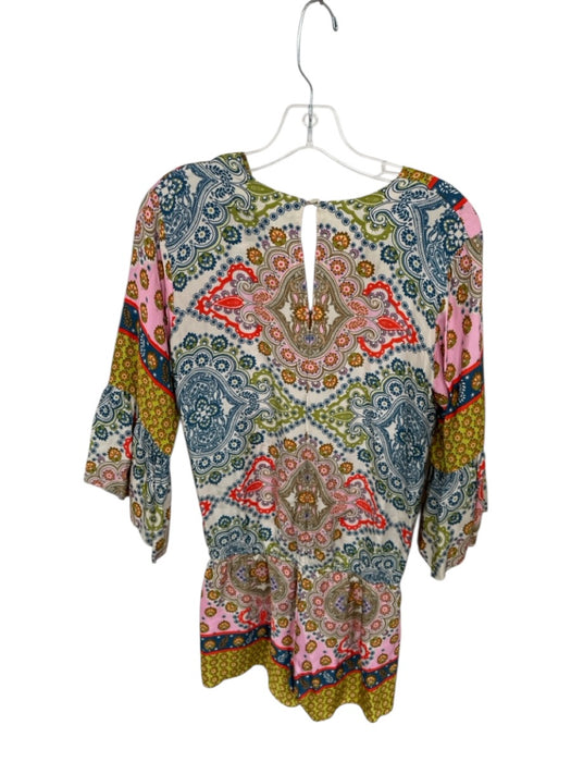 Atina Cristina Size M Multi Polyester Abstract Long Sleeve V Neck Romper Multi / M