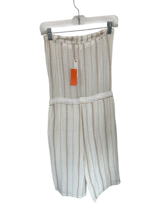 Olivaceous Size M White & Cream Rayon Stitch Detail Off the Shoulder Jumper White & Cream / M