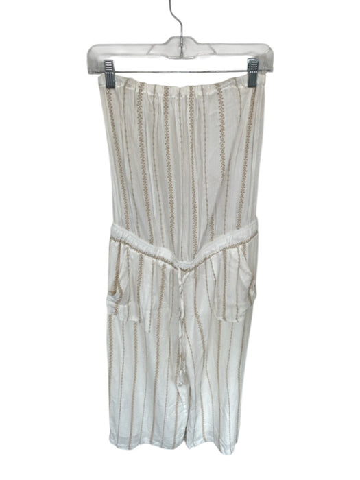 Olivaceous Size M White & Cream Rayon Stitch Detail Off the Shoulder Jumper White & Cream / M