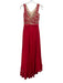 Sherri Hill Size 2 Red & Beige Polyester Embroidered Beaded Sleeveless Gown Red & Beige / 2