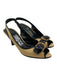 Salvatore Ferragamo Shoe Size 5 Beige & Black Rattan Peep Toe Slingback Pumps Beige & Black / 5