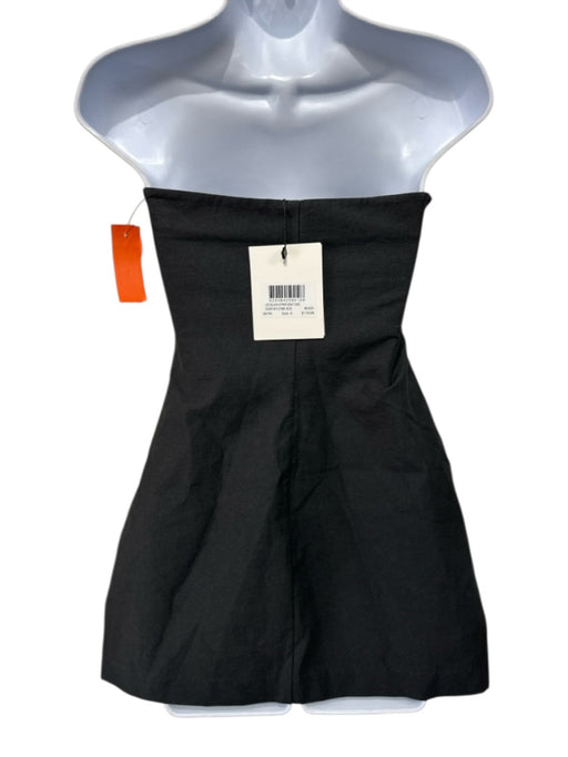 Dissh Size 6 Black Cotton Blend Strapless Ruched Sides Side Slits Top Black / 6