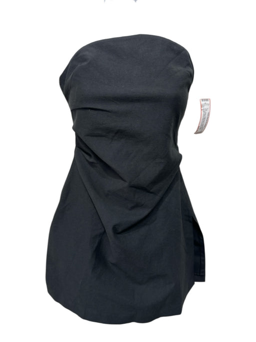 Dissh Size 6 Black Cotton Blend Strapless Ruched Sides Side Slits Top Black / 6