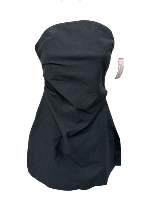 Dissh Size 6 Black Cotton Blend Strapless Ruched Sides Side Slits Top Black / 6