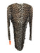 Ganni Size 34 Brown & Black Polyamide Blend Leopard Print Mesh Overlay Dress Brown & Black / 34