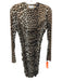 Ganni Size 34 Brown & Black Polyamide Blend Leopard Print Mesh Overlay Dress Brown & Black / 34