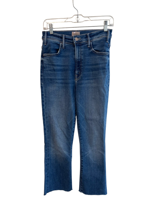 Mother Size 27 Blue Cotton Blend High Rise 4 Pocket Straight Leg Raw Hem Jeans Blue / 27