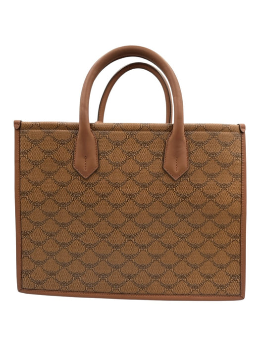 MCM Brown Coated Canvas Leather Detail Monogram Multiple Straps Tote Bag Brown