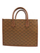 MCM Brown Coated Canvas Leather Detail Monogram Multiple Straps Tote Bag Brown