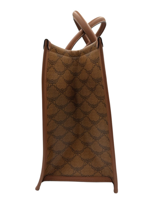 MCM Brown Coated Canvas Leather Detail Monogram Multiple Straps Tote Bag Brown